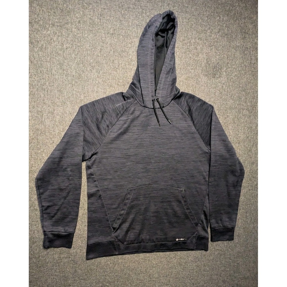 Tek Gear Warm Tek Gray Performance Hoodie Pullover Striped Athletic Sweatshirt M